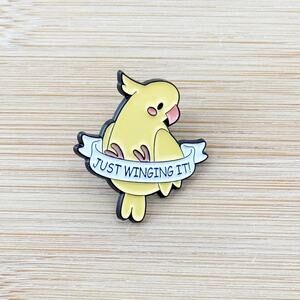 Just Winging It Bird Soft Enamel Pin, Bird Pin, Funny Animal Enamel Pins